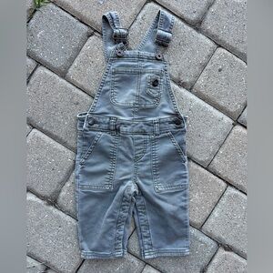 12mo Gray Pull-On Overalls with Front Bib Pocket
